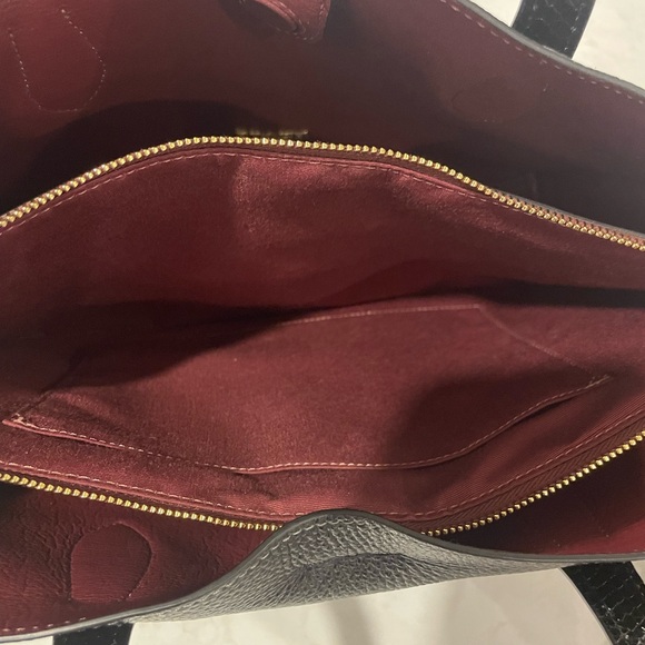 Coach Hanna Carryall Satchel Crossbody Snake-embossed with black pebbled leather - Picture 11 of 14